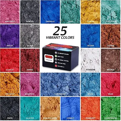 250g Mica Powder For Epoxy Resin 25 Colors 10g Each Bath Bombs Soap Making • $14.99