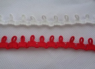 £3.59 • Buy Red Or Off White Cotton Bridal Sewing Corset Lacing Elastic Button Loops 1cm Gap