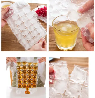40 X Ice Cube Bags Maker Clear Disposable Bag Fridge Freezer Plastic 810 Cubes • £2.99