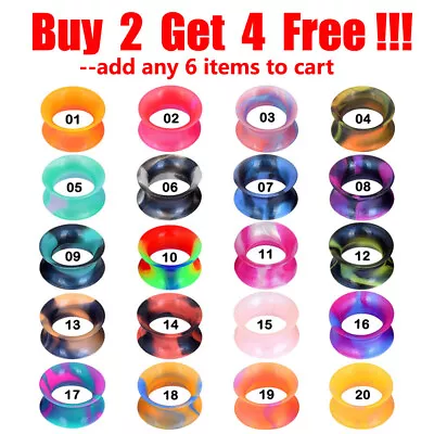 2PCS Soft Silicone Ear Gauges Flesh Tunnels Plugs Stretchers Expander Camouflage • $4.59