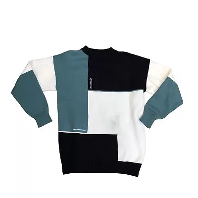 FAVOCENT Cashmere Wool Blend Pullover Sweater Men's M Blue Sweatshirt Mock Neck • $12.89