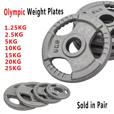 Cast Iron Olympic Weight Plates 1.25-20KG Barbell Dumbbell Fitness Weightlifting • $32.99