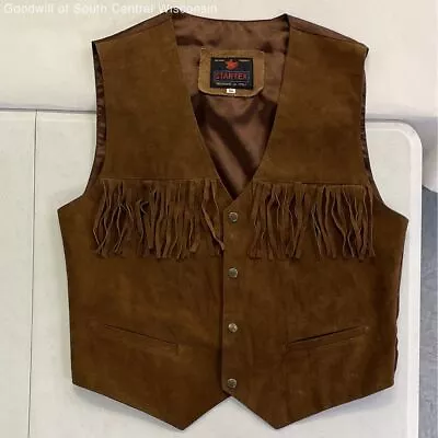 Men's VTG Brown Suede Fringed Vest Sz XL • $19.99