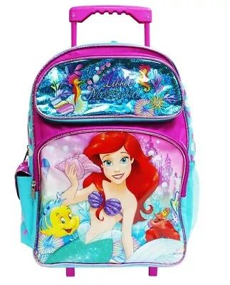 Disney The Little Mermaid Ariel 16in School Travel Rolling Backpack • $39.99