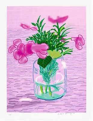 David Hockney Style Framed Canvas Paper Picture Print Art Wall Art  Lilacs • £6.99