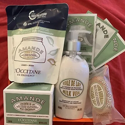 Loccitane Body Hand Almond Milk Veil Lotion Concentrate Cream & Refill Bag Soap • $84