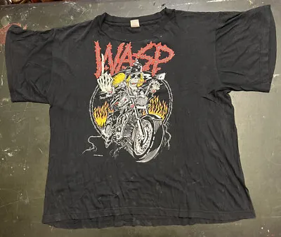 £85 • Buy Vintage WASP 1989 European Tour Double Sided Concert T Shirt - XL