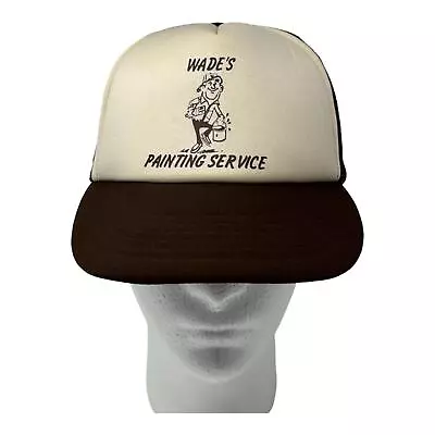 Wade’s Painting Service Vintage Snapback Trucker Hat Brown Polyester Painter • $19.56