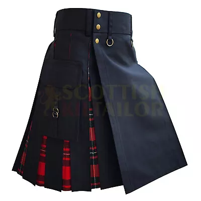 Handmade Black With MacGregor Modern Tartan Hybrid Kilt For Men Custom Size Kilt • $65