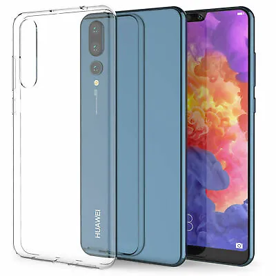 Genuine Huawei P20 / P20 Pro Slim Silicone Rubber Gel Case Cover - Clear • £3.95