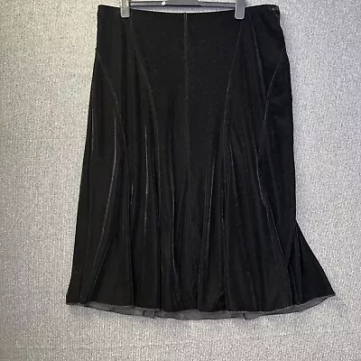 Marks & Spencer Autograph Black Velvet Velour Long Maxi Skirt Size 20 • £17.99