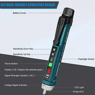 12-1000V Dual Sensitivity Electrical Tester Pen Non-Contact AC Voltage Detector • $13.89