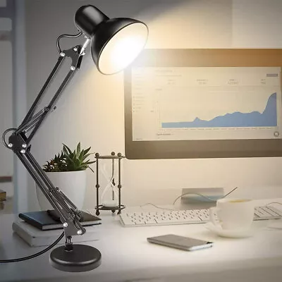 £18.20 • Buy Adjustable Swing Arm Desk Lamp With Bulb Clamp On Table Reading Study Eye Care