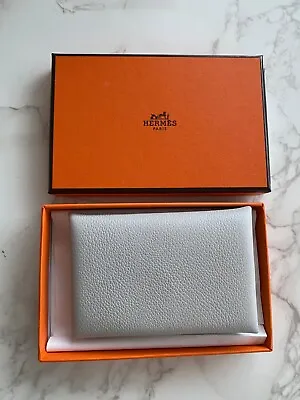 New Authentic Hermes Calvi Card Holder Cardholder Case 80 Pearl Gray Grey • $770