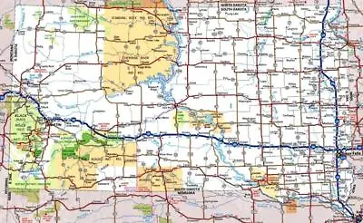 SOUTH DAKOTA STATE ROAD MAP GLOSSY POSTER PICTURE PHOTO PRINT Sioux Sd City 3422 • $14.99