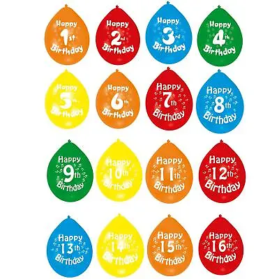 £4.21 • Buy 10pc Happy Birthday Age Latex Kids Party Favour Colourful Balloons Decoration