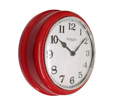 £17.99 • Buy Round Wall Clock Bedroom Kitchen Clock Quartz Vintage Retro Train Station Red