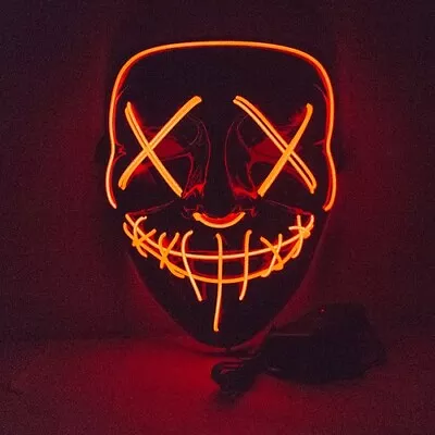 Orange LED Purge Halloween Costume Mask Glow In Dark Light Up Scary Festival • $25