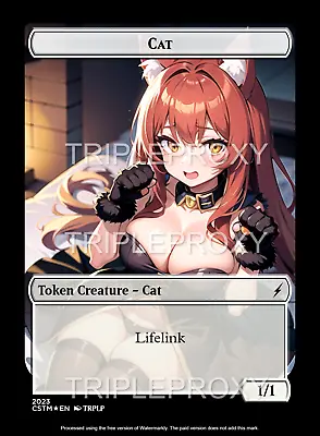 MTG Token Custom Anime Waifu Cat Token 1/1 Lifelink - Custom Token By TRPLP • $4.99