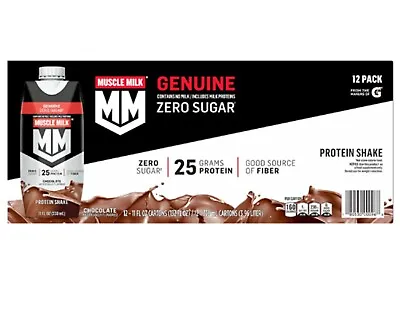 12 Pack Muscle Milk Genuine Protein Shake Chocolate 11 Fl Oz Carton Exp 7/2024 • $25.95