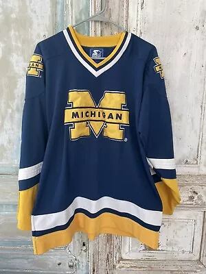 Vintage 90s Starter Michigan University Wolverines NCAA Hockey Jersey Mens Large • $39.99