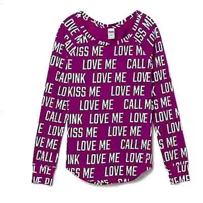 Victoria Secret PINK LOVE KISS ME Tee Berry Women Size M • $18