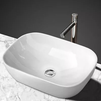 Bathroom Ceramic Basin Counter Top Hand Wash Bowl Vanity Sink White 460x325mm • £30.90