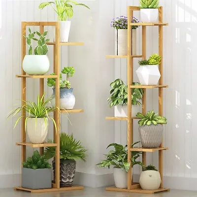 $37.95 • Buy 6/7 Pot Bamboo Flower Shelf Rack Plant Stand Pots Display Corner Shelving Home