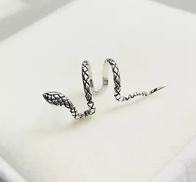 $13.98 • Buy One Piece S925 Sterling Silver Cross Textured Snake Clip On Ear Cuff No Piercing