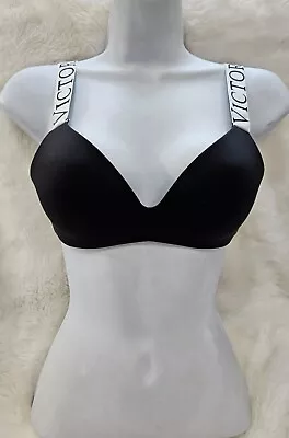 Victoria Secret No Wire With Logo Strap Black Bra Size 34A • $14.99
