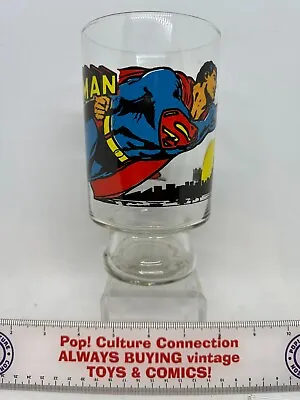 Vintage 1971 DC Comics Superman Large Beer Tumbler Glass Metropolis Skyline • $39.95