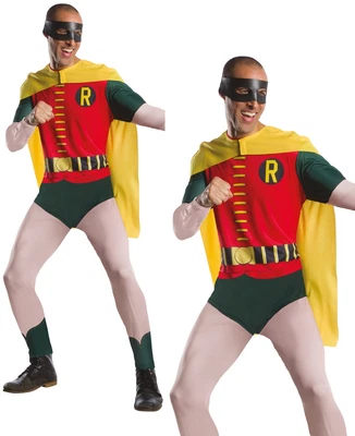 £32.99 • Buy 1966 Robin Mens Costume TV Film Classic Batman Adults Fancy Dress Outfit