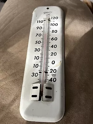 Vintage Ohio Company Thermometer 7 X2   White Enamel On Steel Working Nice! • $5.99