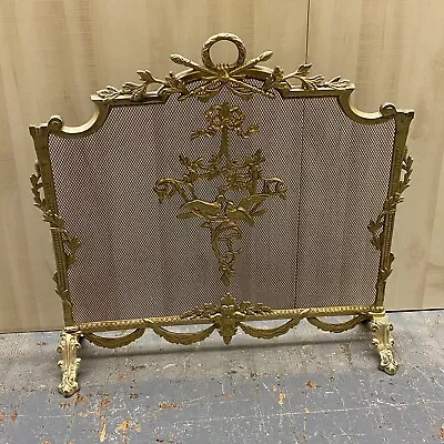 Vintage Brass French Rococo Style Birds Fireplace Screen Spark Guard 27x29 • $500