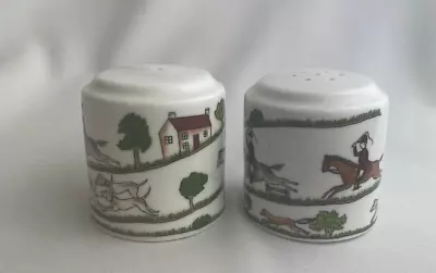 Coalport - Fine Bone China 'Hunting Scene' Salt & Pepper Shakers • £45