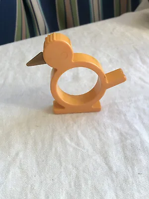 Vintage Catalin Bakelite Butterscotch Bird With Green Beak Napkin Ring • $19.99