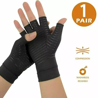 2pcs Copper Arthritis Compression Gloves Hand Support Joint Pain Relief USA • $9.55