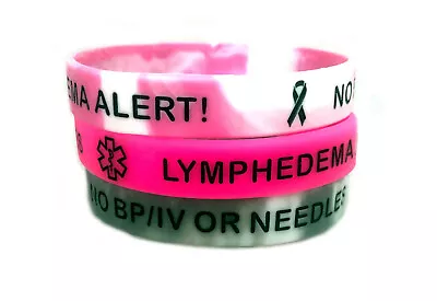 Lymphedema Alert No Bp/IV/Needles Silicone Bracelet 3 Color Choices  • $6.97