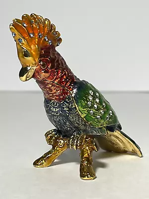 Bejeweled Enameled Bird Trinket Hinged Box Figurine Rhinestones Collectible • $22.80