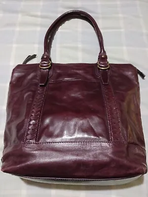 Vintage COLE HAAN Large Burgundy Braided Leather Tote Bag • $15