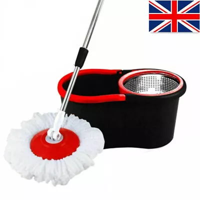 £15.54 • Buy Stainless Steel 360° Rotating Magic Spin Floor Mop Bucket Set With 2pcs Heads