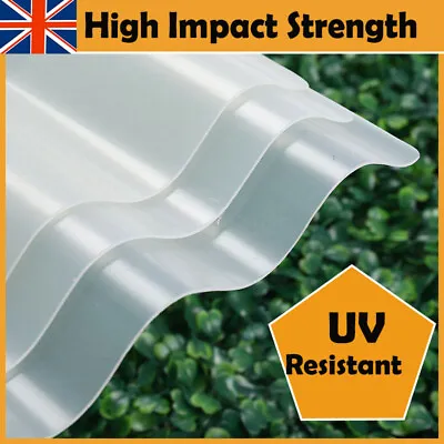 High Impact Clear Corrugated PVC Roofing Sheets Plastic Sheets UV Panel • £90.95