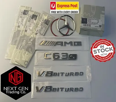 Mercedes AMG C63S V8 BITURBO Gloss Chrome Trunk Emblem Badge Kit C205 W205 S205 • $99.99