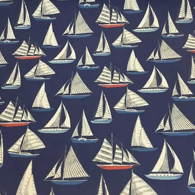 Fryetts Ocean Yacht Navy Blue Cotton PVC WIPE CLEAN Tablecloth Oilcloth • £6.99