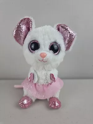 TY Silk Beanie Boos Plush NINA White Pink Ballerina Mouse 18cm TYSILK • $10