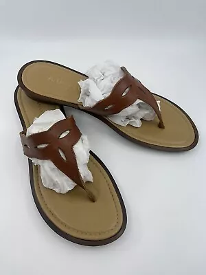 Giannetti Italian Women’s Size 8 Brown Leather Slip On Flip Flops Sandals • $18