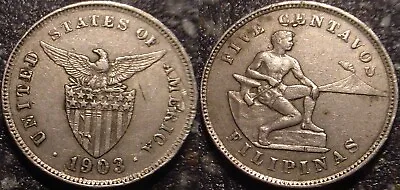 1903 5 Centavos Philippines Usa Administration**nice • $3.50