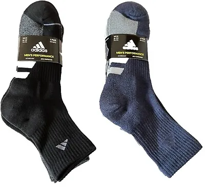 4 PAIRS Adidas Men's Performance High Quarter Socks AEROREADY COMPRESSION 6/12 • $17.99