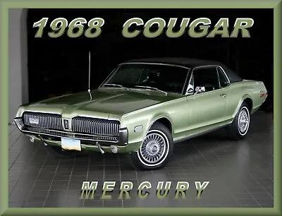 1968 Mercury Cougar Green Refrigerator Magnet 42 MIL Thickness • $5.35