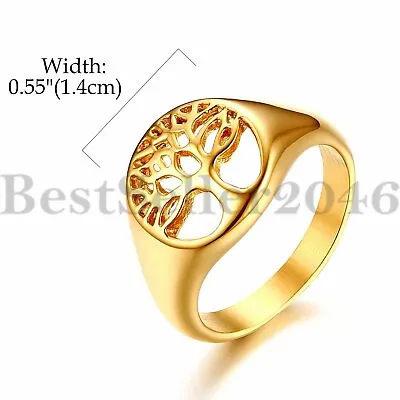 Oxidized Filigree Tree Of Life Men Women Stainless Steel Wedding Ring Size 5-11 • $8.99